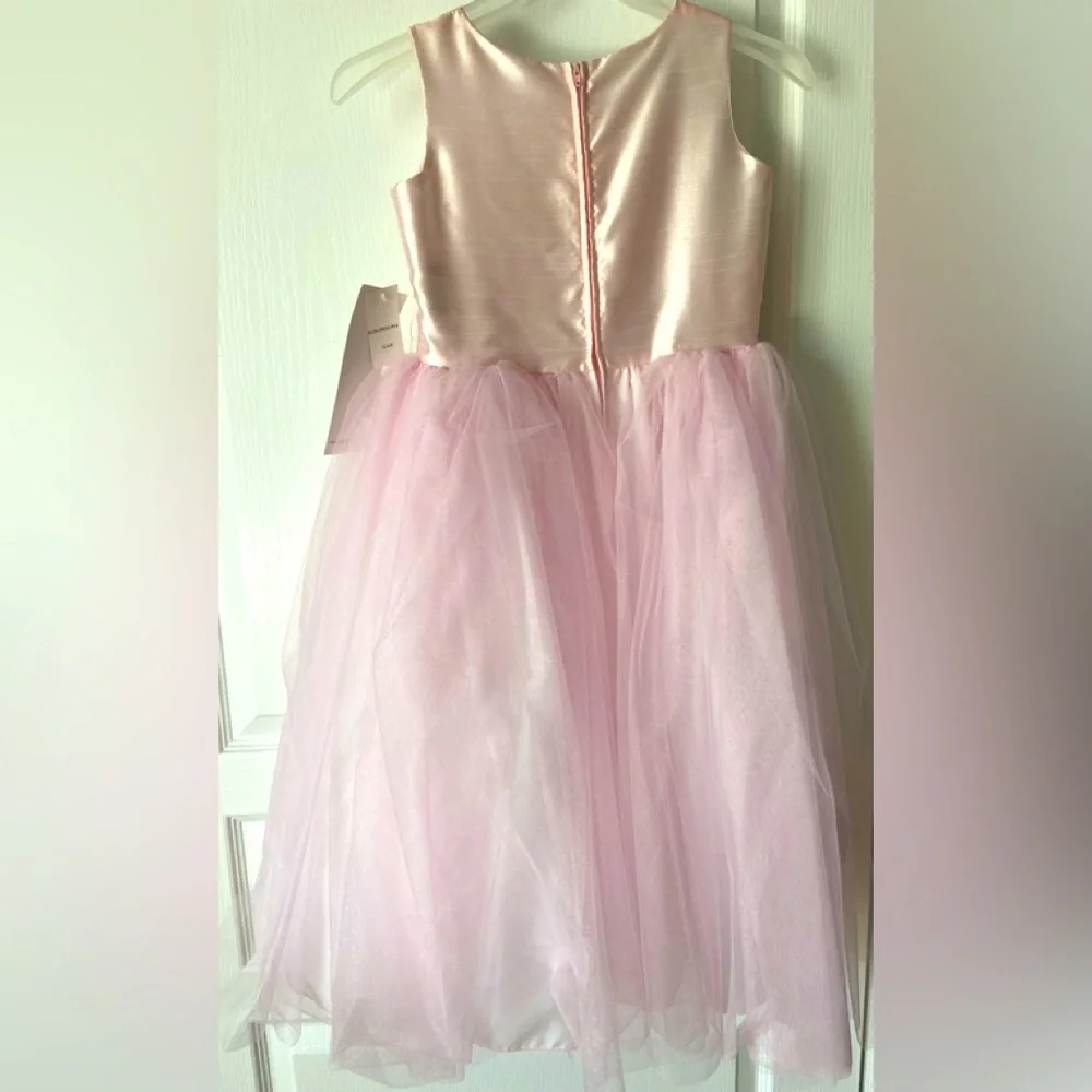 Pink Princess NWT- Blossom Poly Silk Bodice, Tulle Dress w/ Flower & Sash - Picture 4 of 9